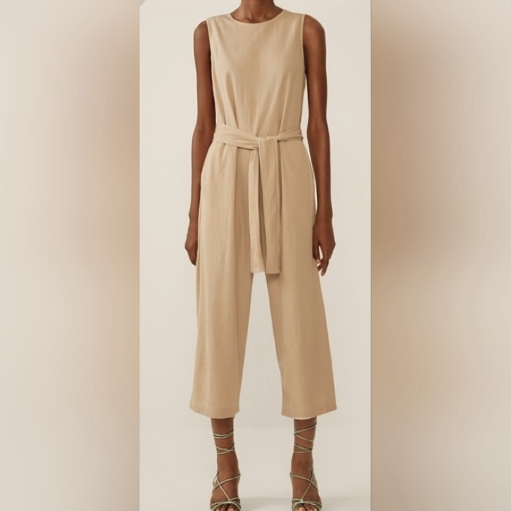 ZARA Sleeveless Jumpsuit With Tie